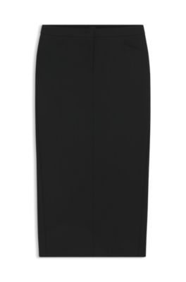 Falda l&aacute;piz en lana, Negro