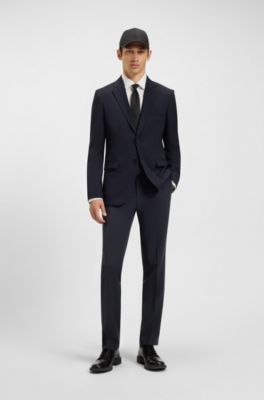 Pantalones extra slim fit en lana virgen, Azul oscuro