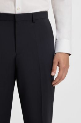 Pantalones extra slim fit en lana virgen, Azul oscuro