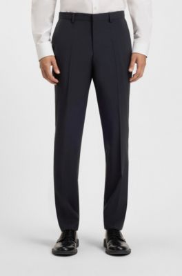 Pantalones extra slim fit en lana virgen, Azul oscuro