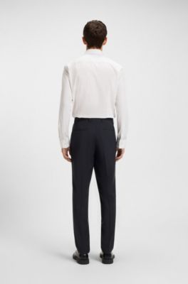 Pantalones extra slim fit en lana virgen, Azul oscuro