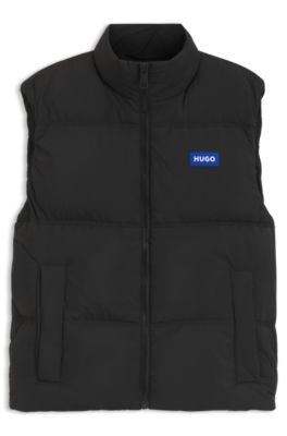 Relaxed-fit padded vest with logo badge, Black