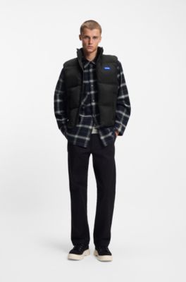 Relaxed-fit padded vest with logo badge, Black