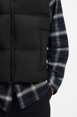 Relaxed-fit padded vest with logo badge, Black