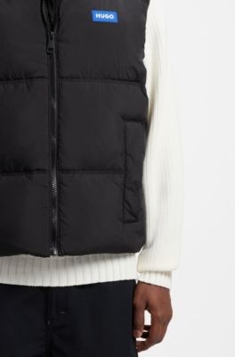 Relaxed-fit padded vest with logo badge, Black