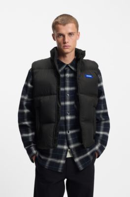 Relaxed-fit padded vest with logo badge, Black
