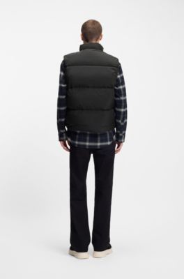 Relaxed-fit padded vest with logo badge, Black