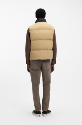 Relaxed-fit padded vest with logo badge, Beige