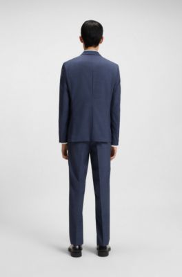 Blazer extra slim fit en lana virgen moulin&eacute;, Azul oscuro