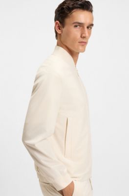 Water-repellent packable jacket with two-way zip, White