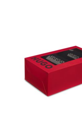 Lot de deux paires de chaussettes mi-hautes avec logos revisit&eacute;s, Noir