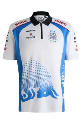 Polo HUGO&nbsp;x&nbsp;VCARB para aficionados con motivo de toro degradado, Blanco