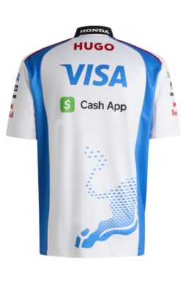 Polo HUGO&nbsp;x&nbsp;VCARB para aficionados con motivo de toro degradado, Blanco