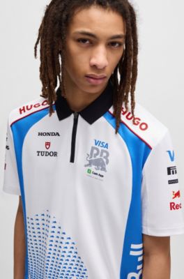 Polo HUGO&nbsp;x&nbsp;VCARB para aficionados con motivo de toro degradado, Blanco