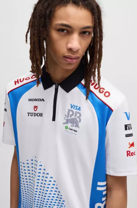 HUGO x VCARB fanwear polo shirt with degradé bull motif