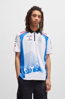 Polo de supporter HUGO&nbsp;x&nbsp;VCARB avec motif taureau en d&eacute;grad&eacute;, Blanc