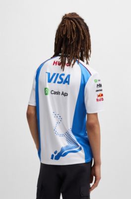 Polo HUGO&nbsp;x&nbsp;VCARB para aficionados con motivo de toro degradado, Blanco