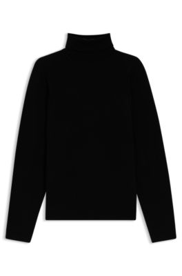 Jersey de cuello vuelto de cashmere, Negro