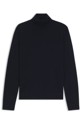 Jersey de cuello vuelto de cashmere, Azul oscuro