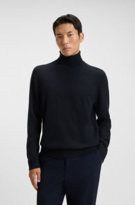 Pull &agrave; col roul&eacute; en cachemire, Bleu fonc&eacute;