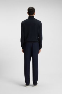 Jersey de cuello vuelto de cashmere, Azul oscuro