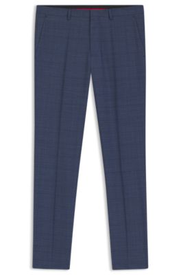 Pantalones extra slim fit en moulin&eacute; de lana virgen, Azul oscuro