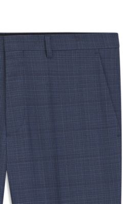 Pantalones extra slim fit en moulin&eacute; de lana virgen, Azul oscuro