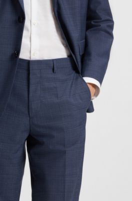 Pantalones extra slim fit en moulin&eacute; de lana virgen, Azul oscuro