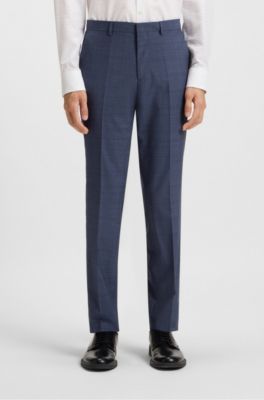 Pantalones extra slim fit en moulin&eacute; de lana virgen, Azul oscuro