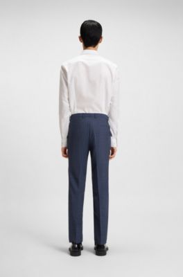 Pantalones extra slim fit en moulin&eacute; de lana virgen, Azul oscuro