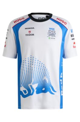 HUGO x VCARB fanwear T-shirt with degrad&eacute; bull motif, White