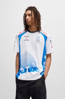 HUGO ホワイト トレーナー HUGO - Cotton-terry sweatshirt with logo artwork - White