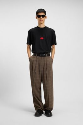 Camiseta de punto de algod&oacute;n con logotipo estampado encerado, Negro