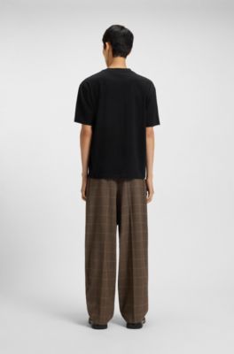 Camiseta de punto de algod&oacute;n con logotipo estampado encerado, Negro