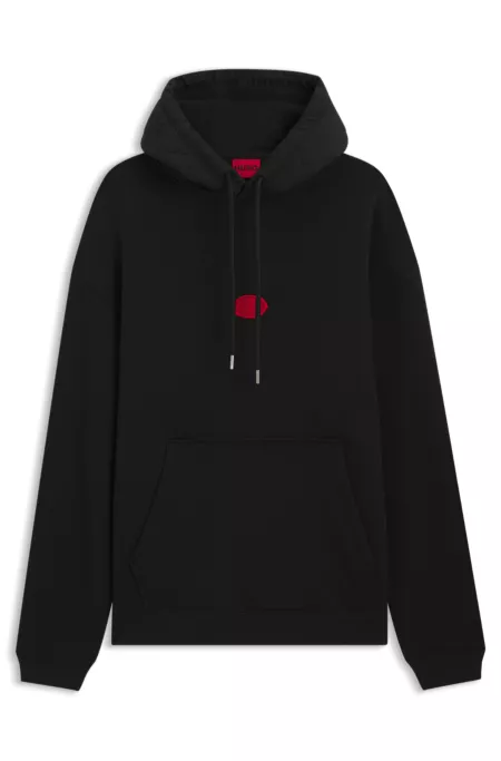 Cotton-blend hoodie with waxed-stamp logo