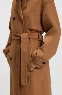 Belted trenchcoat with double-breasted closure, Light Brown