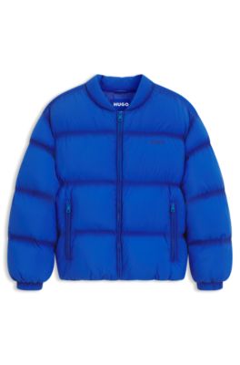 Chaqueta acolchada repelente al agua con logo bordado, Celeste