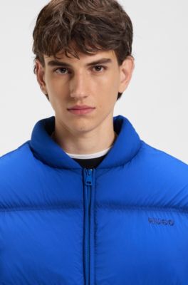 Chaqueta acolchada repelente al agua con logo bordado, Celeste
