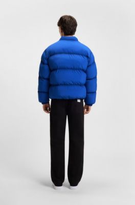 Chaqueta acolchada repelente al agua con logo bordado, Celeste