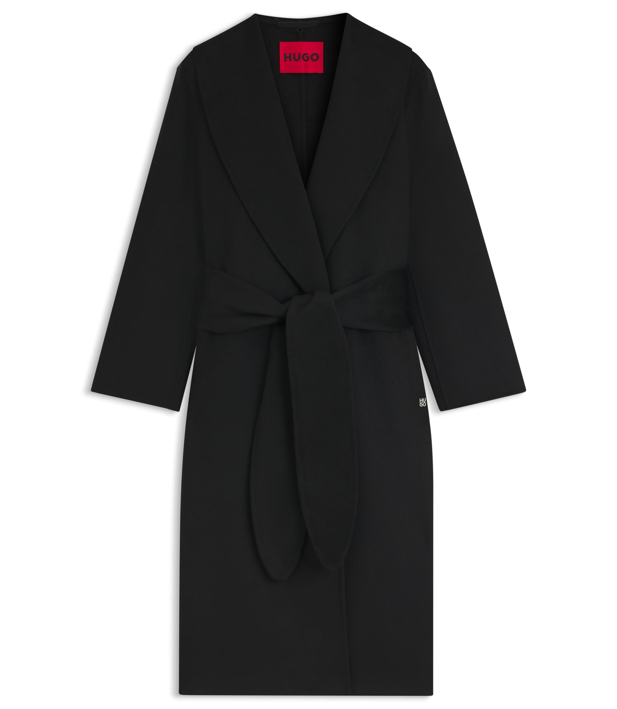 HUGO - Belted coat in a relaxed fit - Black