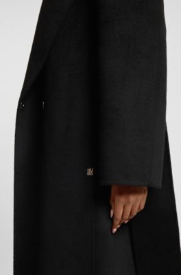 Belted coat in a relaxed fit, Black