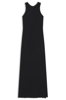 Vestido maxi con adornos de estr&aacute;s, Negro