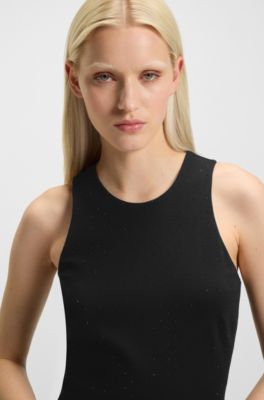 Vestido maxi con adornos de estr&aacute;s, Negro