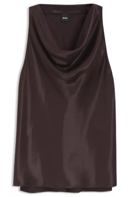 Cowl-neck satin blouse
