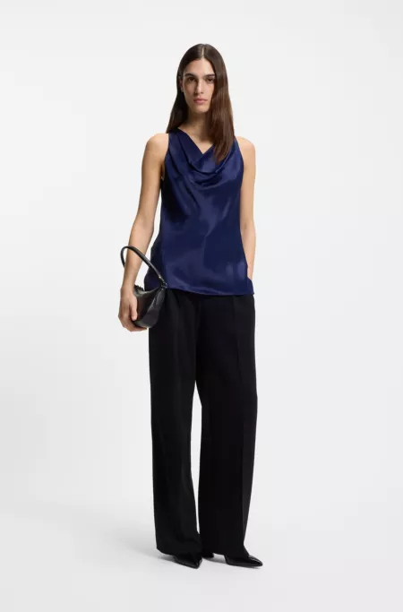 Regular-fit blouse with draped neckline