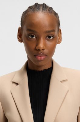 Regular-fit blazer in stretch fabric, Light Brown