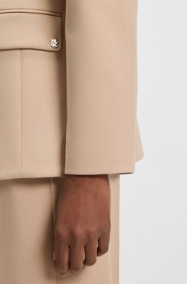 Regular-fit blazer in stretch fabric, Light Brown