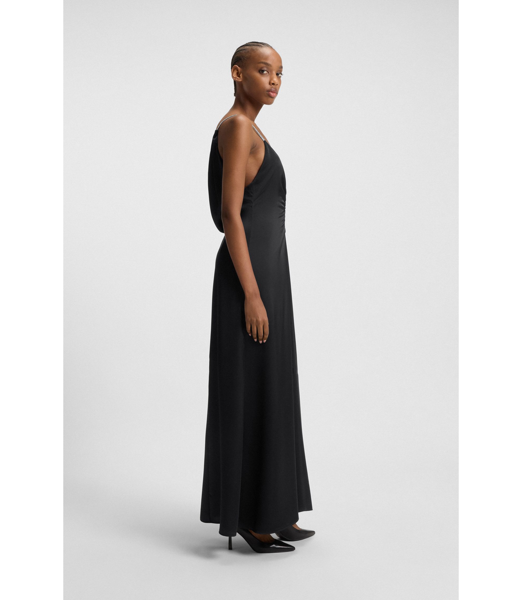 black maxi dress evening wear OUT FOR THE NIGHT MOCK NECK MAXI DRESS – AKIRA main image 1