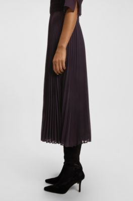 Vestido plisado con fruncido en la cintura, Luz p&uacute;rpura