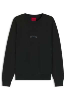 Sudadera en mezcla de algod&oacute;n con logo bordado, Negro